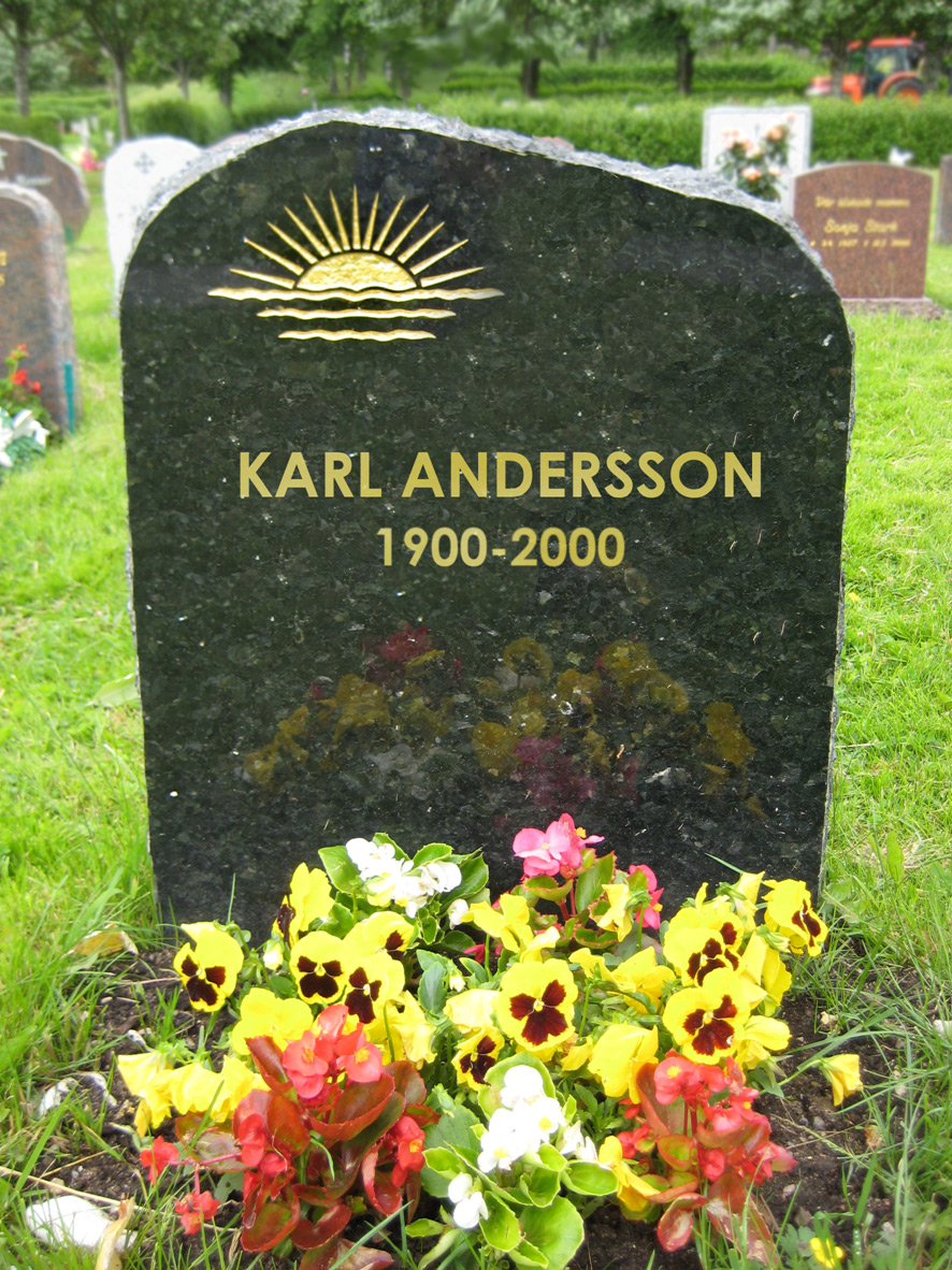 Exempel mörk granit gravsten